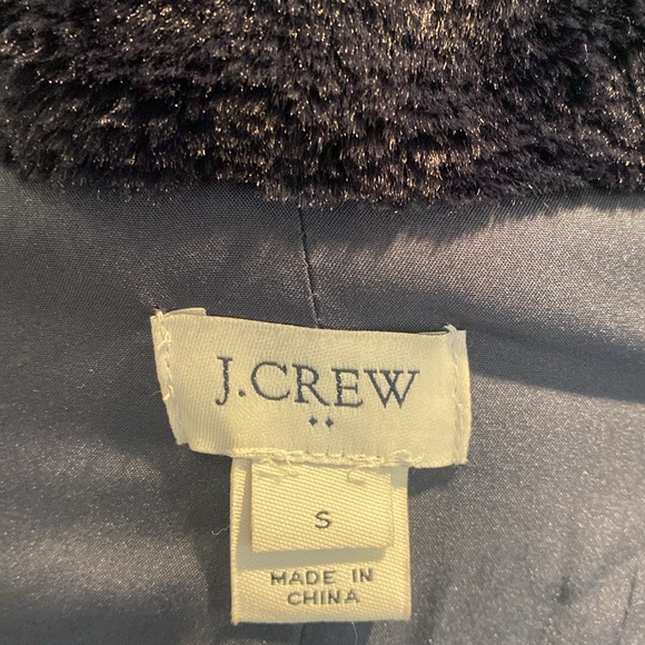 J Crew Faux Fur Vest- Women’s Small- Navy Blue, Full Zip with pockets - Picture 7 of 7